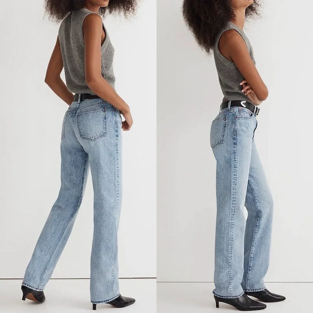 Madewell Petite '90s Straight Jean Womens 26P Blue Mercer Wash READ High Rise - Picture 12 of 16